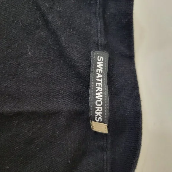 Vintage Sweaterworks Cropped Black Sweater Embroidered with Wooden Beads - Picture 3 of 5